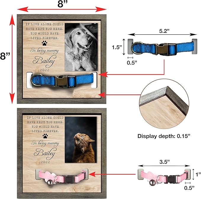 Dog Memorial Gifts Bereavement Gifts Cat Memorial Dog Loss Sympathy Gift Custom Cat Picture Collar Frames Keepsakes Death Remembrance Funerary Decor Wall Best Dog Ever