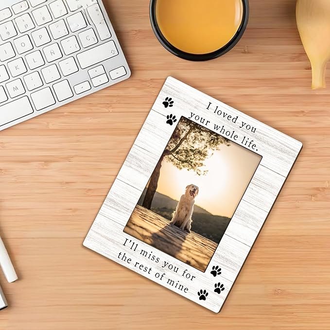 Dog Memorial Picture Frame 5x7, Memorial Pet Photo Frame, Pet Memorial Gifts for Dogs Cats, I'll Miss You Loss of Dog Sympathy Gift Wooden Picture Photo Frames for Desk Home Room Decor