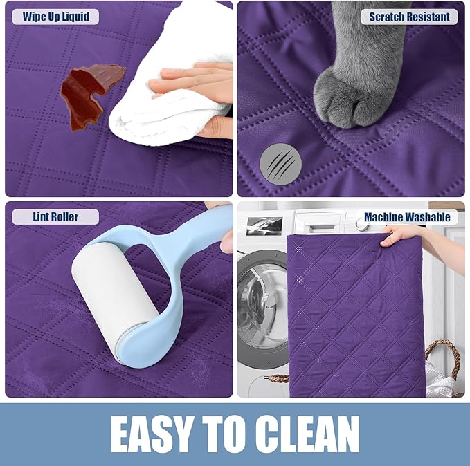 Smiry Waterproof Dog Bed Cover Pet Blanket, Soft Washable Dog Blanket for Furniture Bed Couch Sofa Reversible, Checkered (40"x50", Purple/Purple)