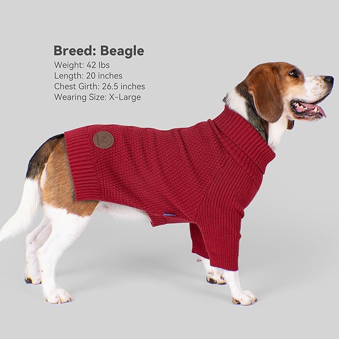 cyeollo Dog Sweater Warm Turtleneck Knitted Dog Christmas Sweaters with Sleeve Soft Winter Pet Clothes Sweaters for Dogs Girl