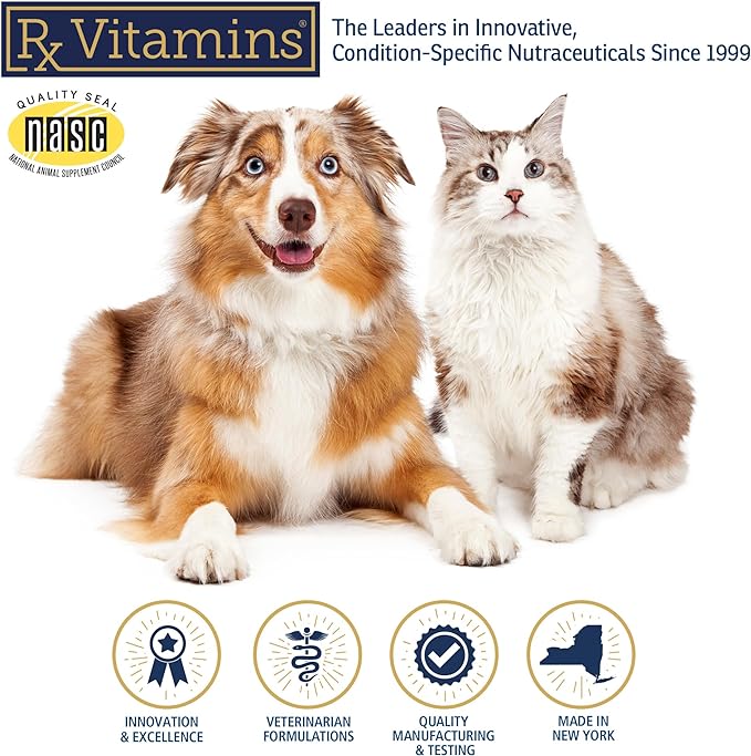 Rx Vitamins NutriFlex for Cats & Dogs - Glucosamine for Dogs Hip and Joint Supplement - with Bovine Collagen and Chondroitin - Joint Pain Relief & Anti Inflammatory for Dogs - Beef Liver (90 Chews)