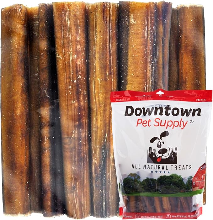 Downtown Pet Supply USA-Made 6", 1 Lb. Jumbo Bully Sticks for Large Dogs - Rawhide Free Dog Chews Long Lasting and Non-Splintering - Single Ingredient, Low Odor Bully Sticks for Medium Dogs