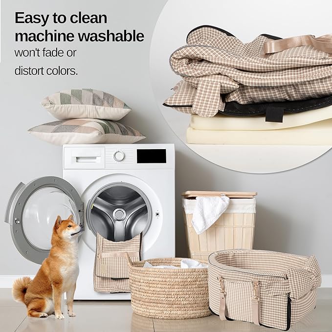 Center Console Dog Car Seat for Small Dog Removable Pet Car Seat with Cushion Board Safety Belt Console Dogs Seats for Mini Pet Puppy Up to 15 Lbs