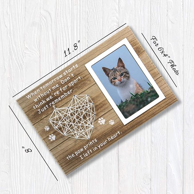 VILIGHT Dog Cat Memorial Gifts - Paw Prints Sympathy Picture Frame for Pet Loss - 4x6 Inches Photo