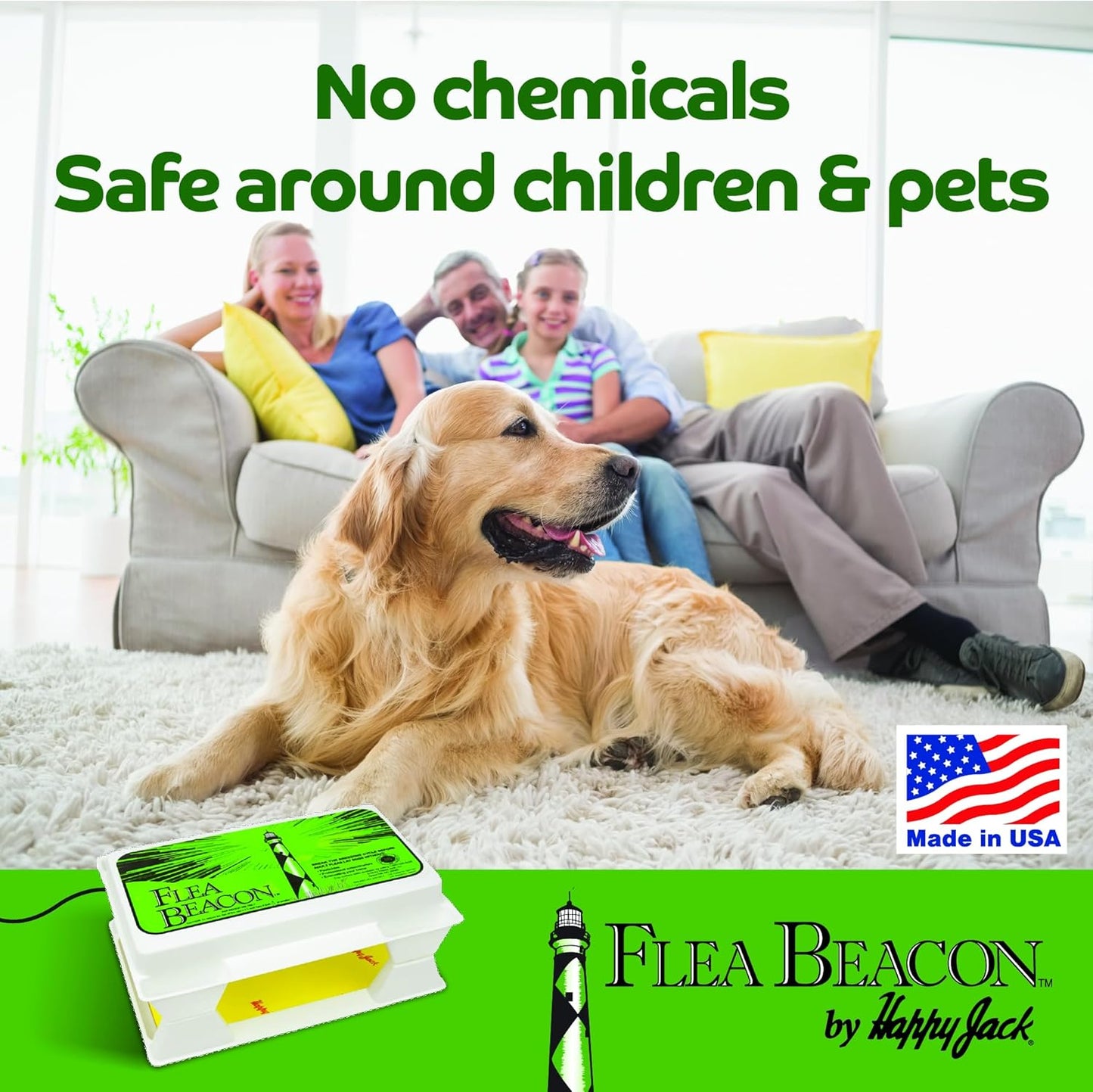 Happy Jack Flea Beacon Kill Fleas in House, Attracts, Traps Indoor Bugs, Breaks Breeding Cycle Before Adults Lay Eggs, Safe, Fast, & Clean Way to Get Rid of Indoor Pests, Made in USA