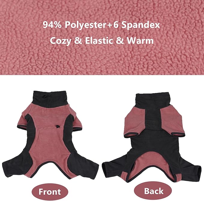 Winter Coat, Warm Fleece Jacket, Windproof Dog Pullover Bodysuit, Fullbody Pajamas Onesie, Cold Weather Clothes for Medium Large Dog (3XL, Pink)