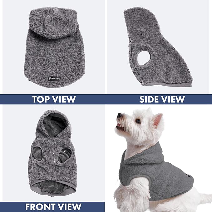 Spark Paws Teddy Dog Sweater, Sherpa Jacket Vest with Warm Fleece Lining, Winter Coat Suitable for Small Medium Large XL XXL Breeds - Grey - XL
