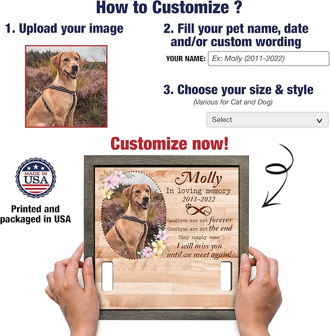 Customized Dog Collar Frame Memorial Pet Loss Sign - Best Dog Ever Gifts from Daughter Son Sympathy Gifts Pawprints Pet Decorations Hanging Wall Art Decor - Natural Memory Desk