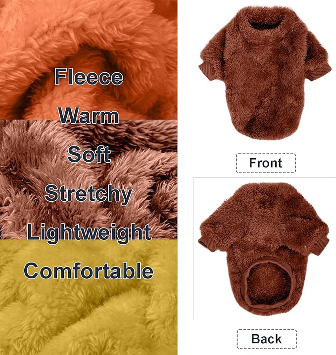 Dog Sweater, 3 Pack Dog Sweaters for Small Dogs, Dog Clothes for Small Dogs Girl Boy, Ultra Soft and Warm Puppy Sweater Dog Coat for Winter Christmas (Orange+Coffee+Yellow, XX-Large)