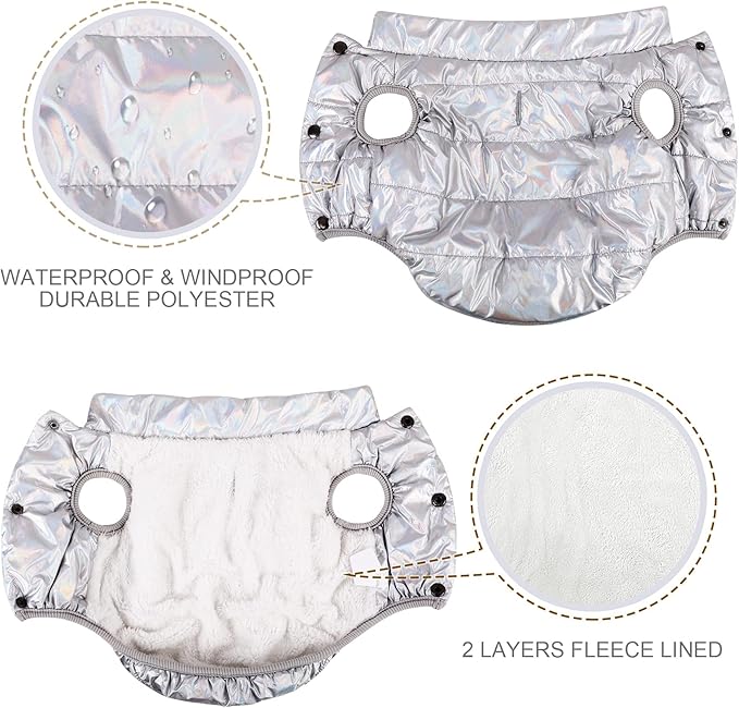 ASENKU Dog Winter Coat - Waterproof Windproof Dog Jacket, Warm Snowproof Doggie Puffer Vest for Cold Weather, Lightweight Snow Coats for Small Medium Large Dogs (Silver, L)