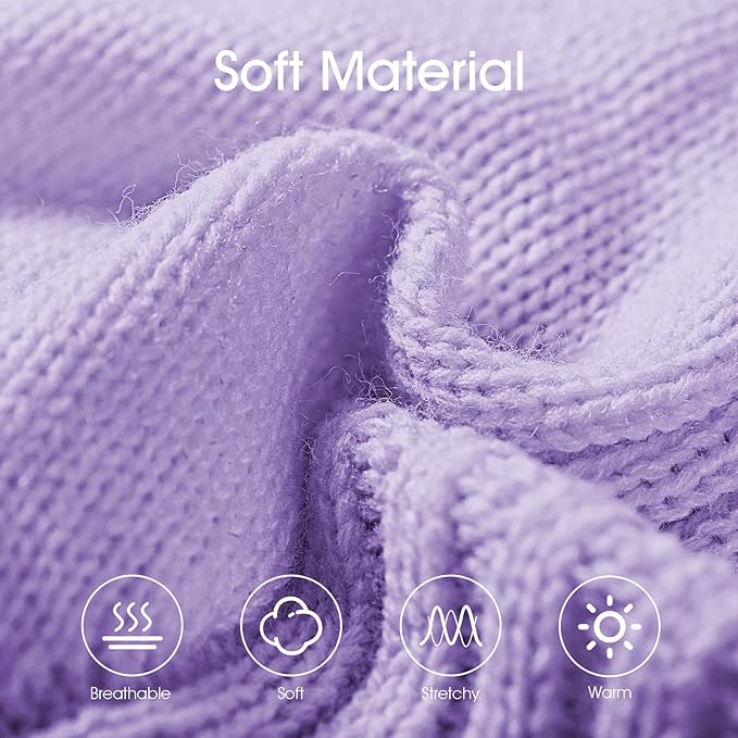 Dog Sweaters for Small Medium Large Dogs Girl, Classic Turtleneck Pet Sweater for Dogs, Thermal Doggy Winter Coat, Warm Dog Shirt Outfits, Double Knitting Collar for Outdoor Playing (Light Purple, L)