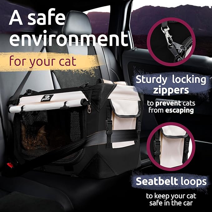 Medium Cat Carrier & Dog Carrier for Most Cats or Small Dog. Soft Sided Pet Carrier for Travel. Collapsible, Portable with Soft Bed, Top & Side Loading, Locking Zippers, Puppy Crate & Kennel