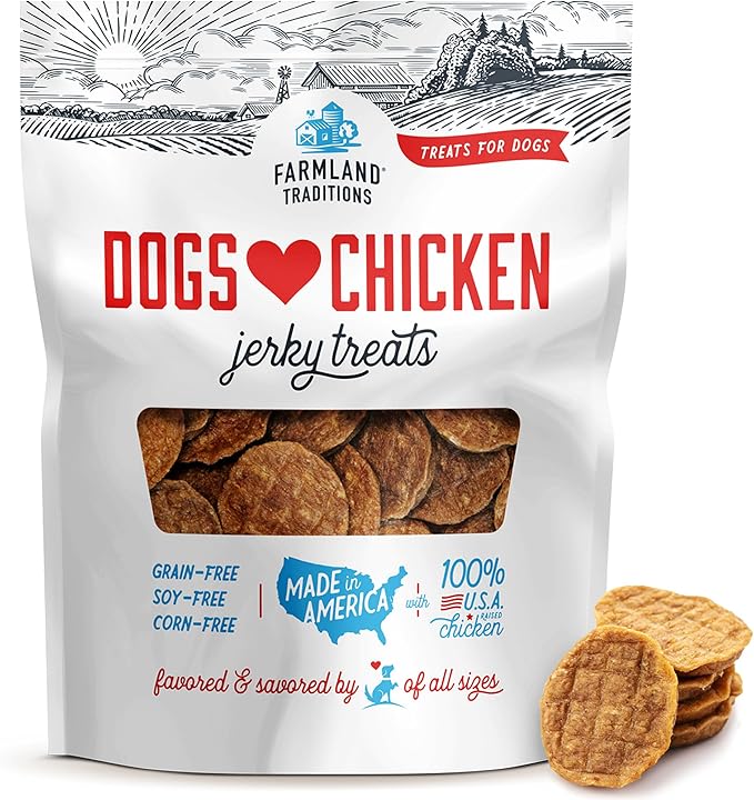 Farmland Traditions Dogs Love Chicken Jerky Dog Treats, Premium Two-Ingredient Dog Jerky with USA-Raised Chicken, 3-Pound Bag