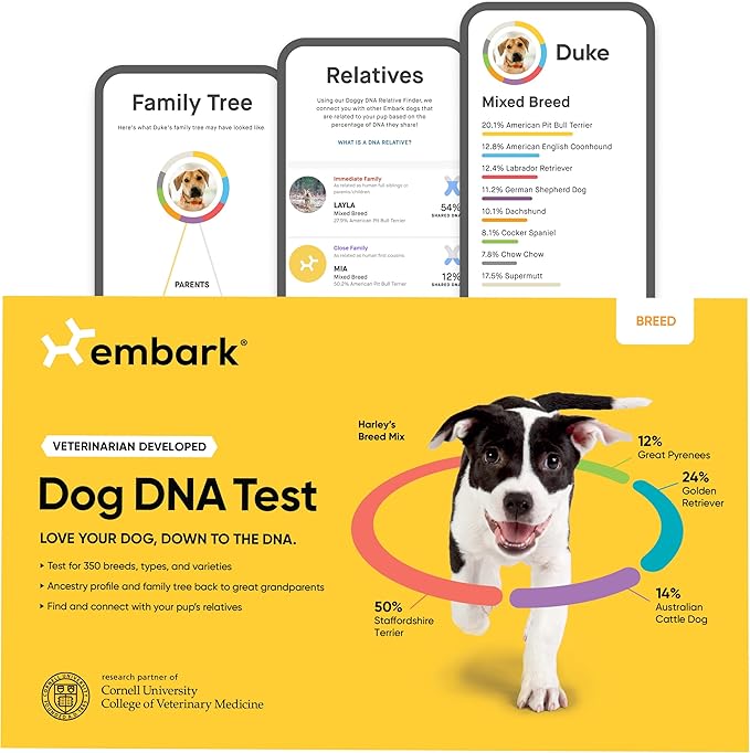 Embark Breed Identification Kit - Most Accurate Dog DNA Testing Kit - 99% Breed Ancestry Accuracy for Mixed Breed Dogs - Plus Relative Finder & Family Tree