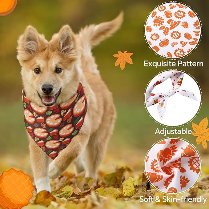 100 Pcs Thanksgiving Fall Dog Bandanas Bulk 3 Sizes Dog Washable Bandana Adjustable Washable Autumn Scarf for Thanksgiving Holiday Small Medium Large Pet Supplies