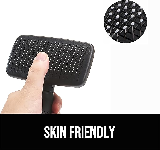 Self Cleaning Slicker Brush for Dogs& Cats, Skin Friendly Grooming Brush for Shedding Long&Short Haired Dogs& Cats, Deshedding Pet Supplies Accessories,Black