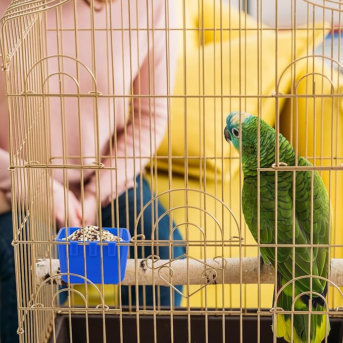 40 Pcs Cage Cups Chicken Feeder Cups 16 oz Hanging Bird Food Water Cups Bunny Cage Feeding Bowl Dish for Pet Parrot Rooster Parakeet Gamefowl Poultry Pigeon Wire Cage(Blue)