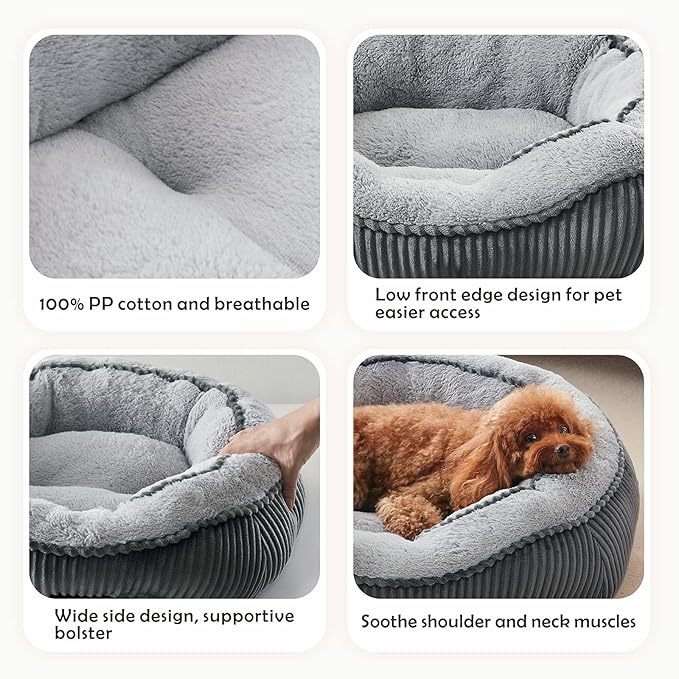 SIWA MARY Dog Beds for Small Medium Large Dogs & Cats. Washable Pet Bed, Orthopedic Dog Sofa Bed, Luxury Wide Side Fancy Design, Soft Calming Sleeping Warming Puppy Bed, Anti-Slip Bottom(25"x21"x8")