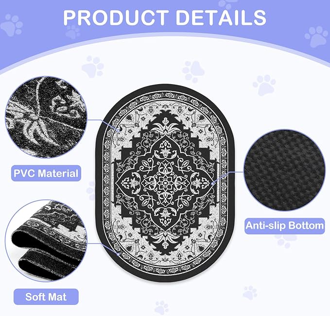 Bienbee Cat Litter Mat, 24" x 15" Litter Box Mat Rug with Non-Slip Bottom,Easy to Clean Cat Supplies Accessories Essentials for Indoor Kitty Kitten Floor, Black M