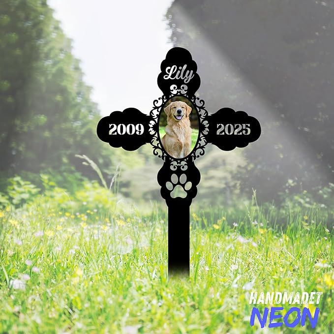 Personalized Dog Memorial Garden Stake with Photo, Custom Picture UV Printed Metal Grave Marker, Image in Loving Memory Outdoor Decor Pet Loss Sympathy Gifts for Dogs Lover