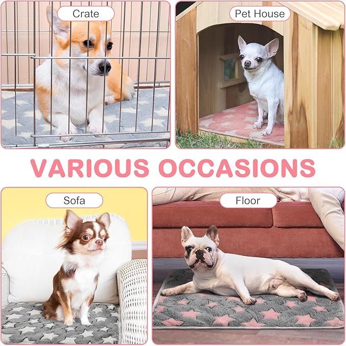 4 Pack Self Heating Cat Bed Cat Self Warming Pad with Removable Cover Extra Warm Thermal Pet Pad Washable Pet Crate Mat Anti Slip Kennel for Indoor Outdoor Pets(Star,20 x 28 Inches)