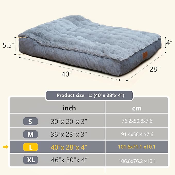 Large Dog Bed with Low-Angle Soft Pillow.Deluxe Dog Bed Fabric Comfortable and Soft.with Non-Slip Bottom, Washable pet Bed for Crate.Color: Grey.