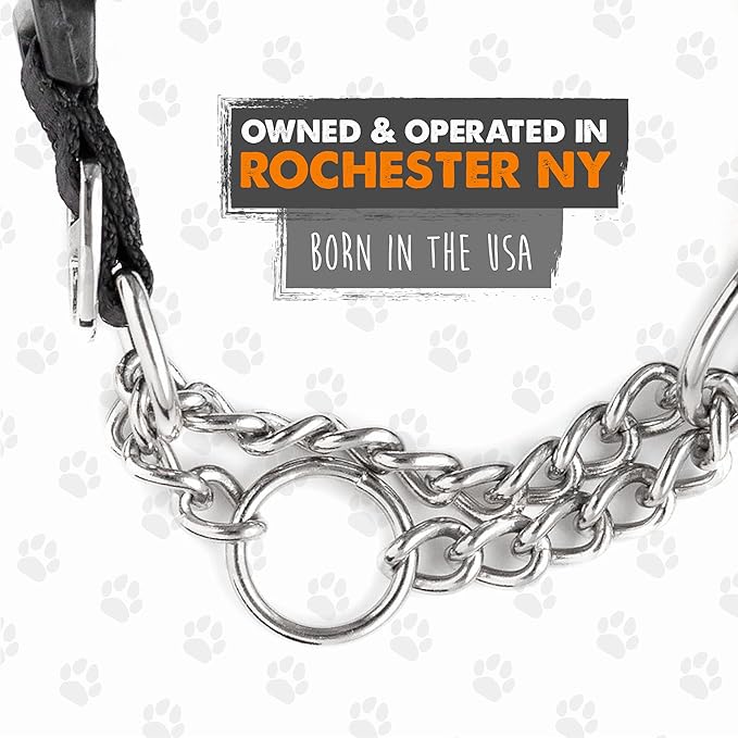 Mighty Paw Martingale Dog Collar 2.0 | Trainer Approved Limited Slip Collar with Stainless Steel Chain & Heavy Duty Buckle - Modified Cinch Collar for Gentle & Effective Pet Training - Small, Black