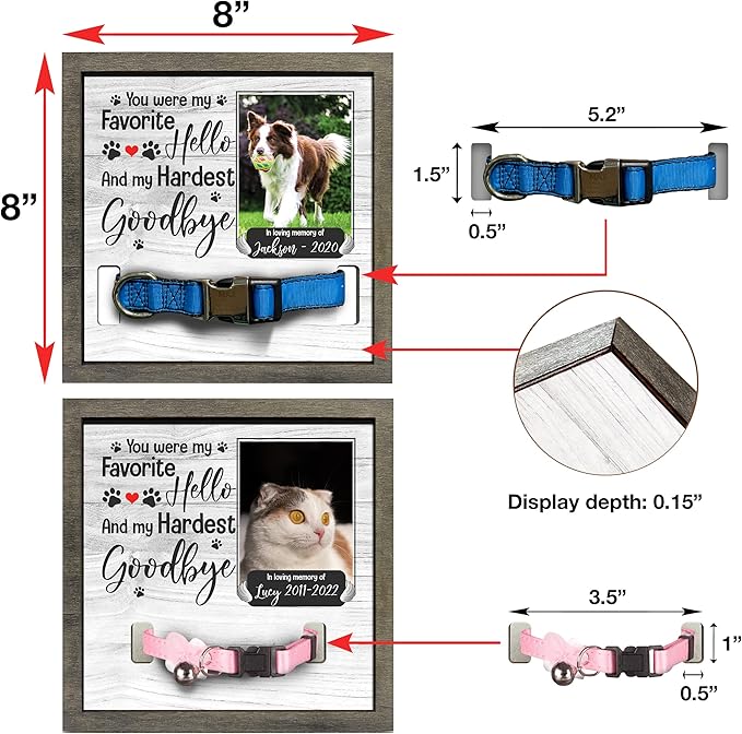 Bfi Gift Personalized Dogs Picture Frame Collar Keepsake Memorial Pet Frames Bereavement Gifts Wood Frame Deceased Dogs Gifts Grieving Pet Passing Away Picture Upload Meaningful Birthday Idea