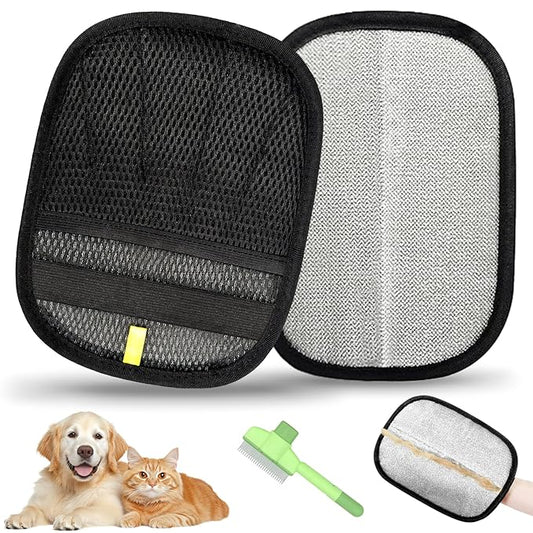 2Pcs Pet Hair Removal Glove - 2025 New Electrostatic Magic Brush Pet Hair Remover Gloves, Reusable for Dogs & Cats, Furniture, Car Seats & More