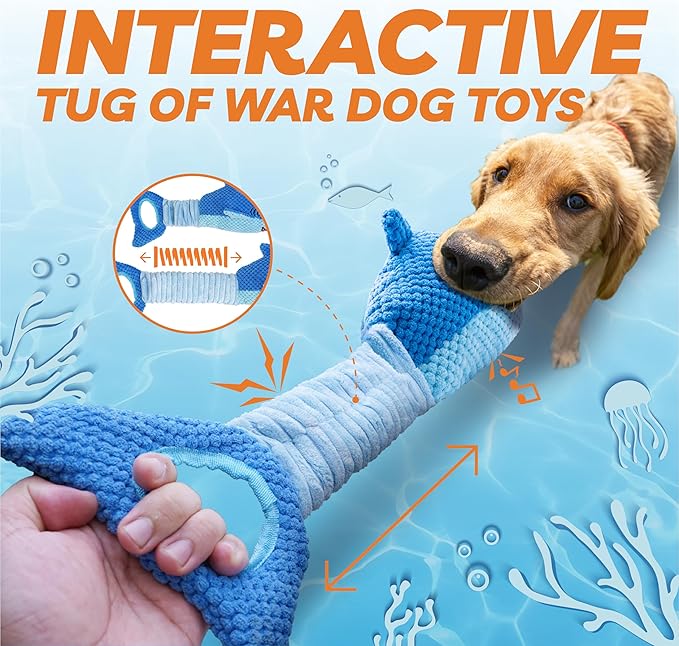 LEGEND SANDY Dog Toys for Aggressive Chewers, Large Dog Toys to Keep Them Busy, Interactive Squeaky Pet Toys,Crinkle Tug of War Dog Chew Toy