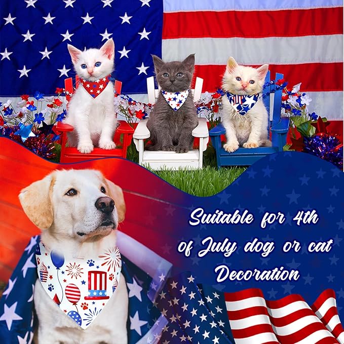 60 Pcs Dog Bandanas Bulk American Flag Pet Scarf Holiday Puppy Bandanas Washable Adjustable Patriotic Dog Bandana for Sport Event Parade Labor Day Patriot Day Small Medium Large Pet Grooming