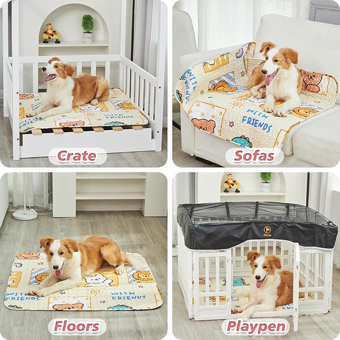 PJYuCien Washable Dog Playpen Mat, 36”x 36”, Leak-Proof Reusable Puppy Pee Pads, Non-Slip Pee Mat for Whelping Pads, Crate, Potty Training, Puppy Playpen (Note: Mat Only, Playpen Not Included)