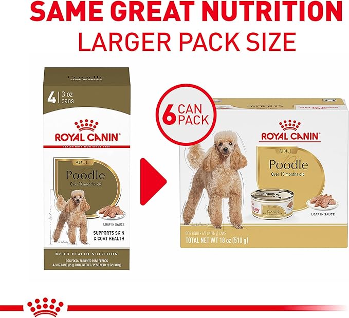 Royal Canin Breed Health Nutrition Poodle Adult Loaf in Sauce Dog Food, 3 oz (Pack of 6)