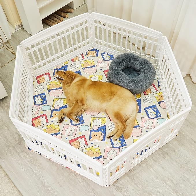 PJYuCien Washable Dog Playpen Mat, Hexagonal 36" Wide, Leak-Proof Reusable Puppy Pee Pads, Non-Slip Pee Mat for Whelping Pads, Potty Training, Puppy Playpen (Note: Mat Only, Playpen Not Included)