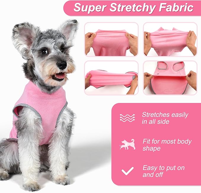 cyeollo 2 Pack Fleece Dog Sweater Vest Dog Sweatshirt Reflective Lightweight Doggie Clothes for Small Dogs Girl Pet Apparel Pink, Fuschia, S