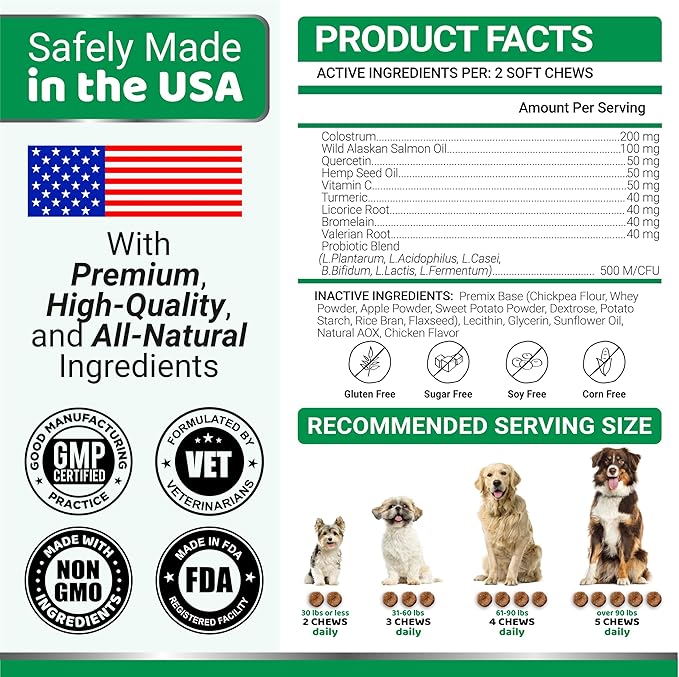 Dog Allergy Relief Chews - 240 Immune Treats - Dog Itching Skin Relief Treatment Pills - Anti-Itch - Itchy and Paw Licking - Omega 3 Fish Oil for Dogs Allergies - Dry Skin & Coat Supplement Vitamins