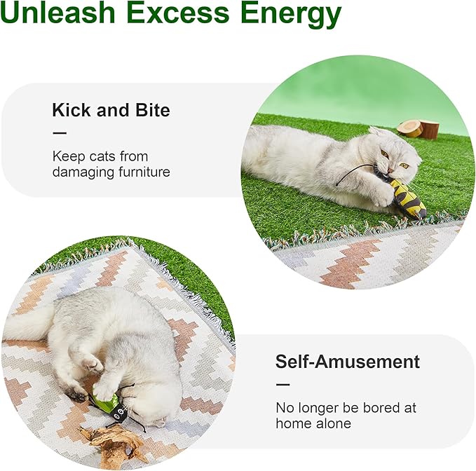 Potaroma Realistic Bug Catnip Cat Toys Crinkly Sound, Durable Kitten Bite Interactive Kicker Toys for Indoor Exercise 3.5 Inches