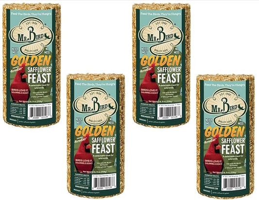 4-Pack of Mr. Bird Golden Safflower Feast Small Wild Bird Seed Cylinder 25 oz.