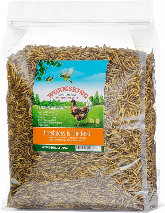 2LB Dried Mealworms for Poultry, Wild Birds,Tasty Bird Food