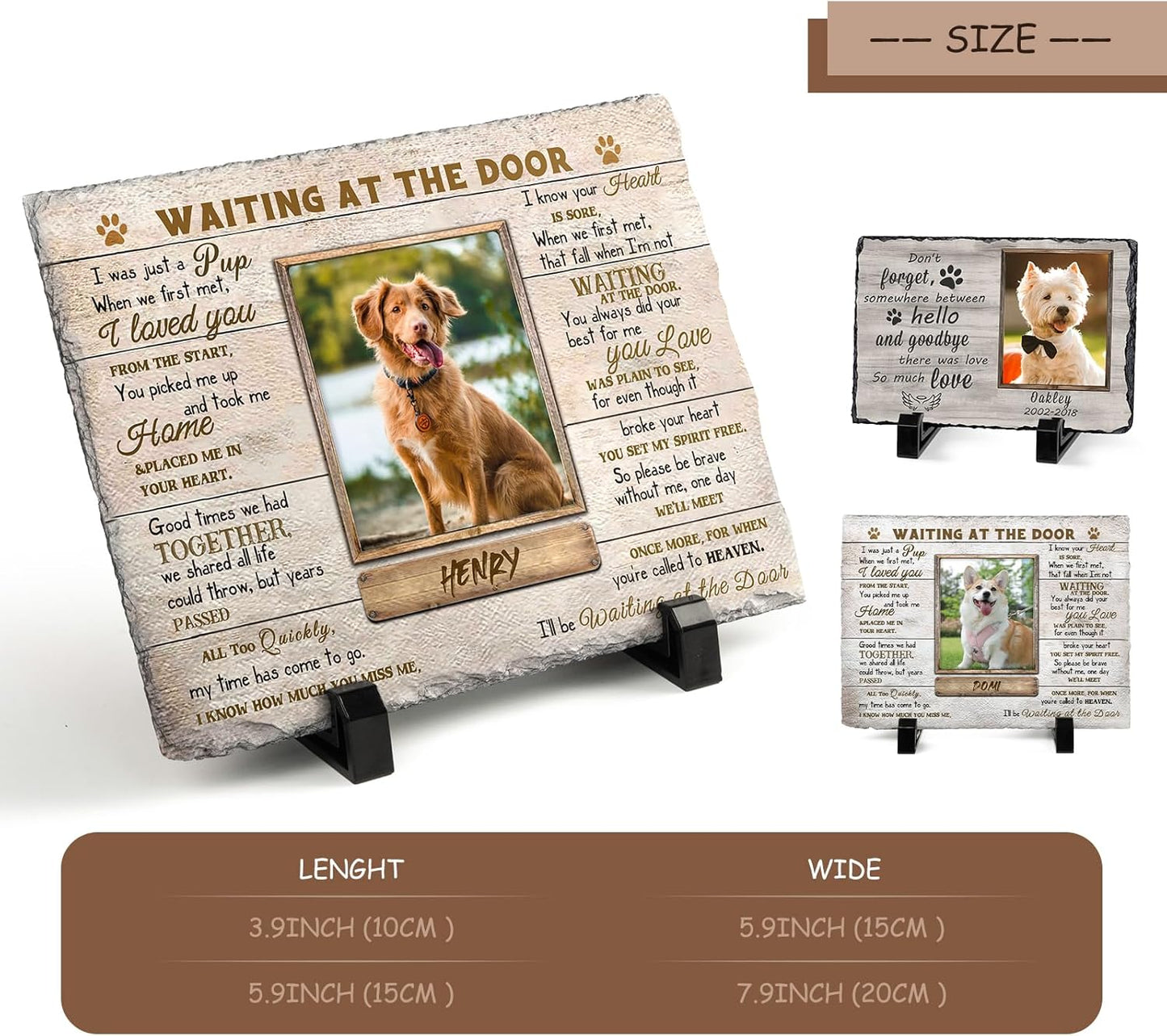 Dog Memorial Gifts for Loss of Dog or Cat, Personalized Dog Memorial Stone with Photo Name for Remembrance Cat Passing Gift for Pet Lovers (5.9INCH* 7.9INCH, style1)