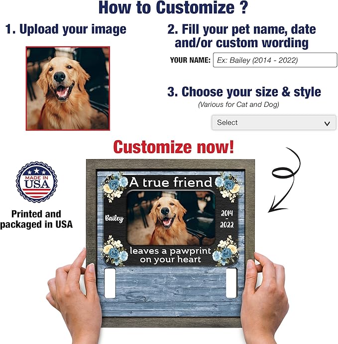 Dog Memorial Gifts Personalized Loss Of Pet Dog Memorial Picture Frame Pet Loss Gift Dog Personalized Custom Pet Memorial Cat Picture Collar Frames Memory Boxes For Keepsakes Death Remembrance