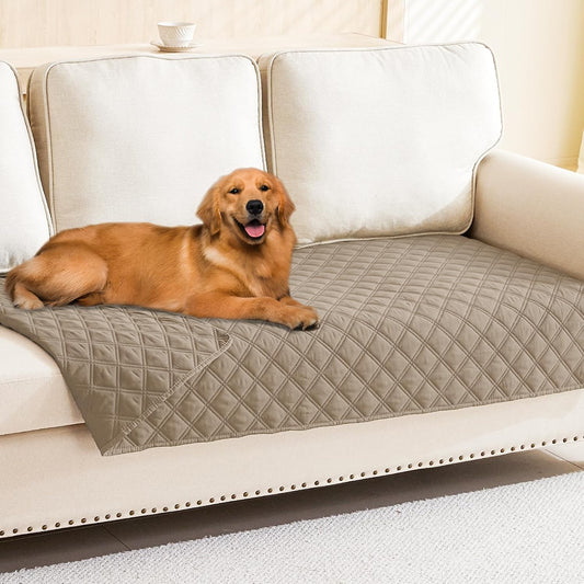 Smiry Waterproof Dog Bed Cover Pet Blanket, Soft Washable Dog Blanket for Furniture Bed Couch Sofa Reversible, Checkered (30"x70", Taupe/Taupe)