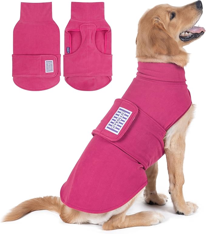 cyeollo XXL Dog Sweater, Fleece Doggy Sweaters Stretchy Turtleneck Doggie Sweatshirt Soft Warm Winter Coat Fall Autumn Pet Clothes for Large Dogs Girl, Pink 2XL