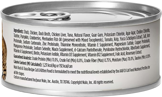 Nulo Duck & Tuna Recipe Pate Wet Canned Cat Food, 5.5 Ounce (Pack of 24)