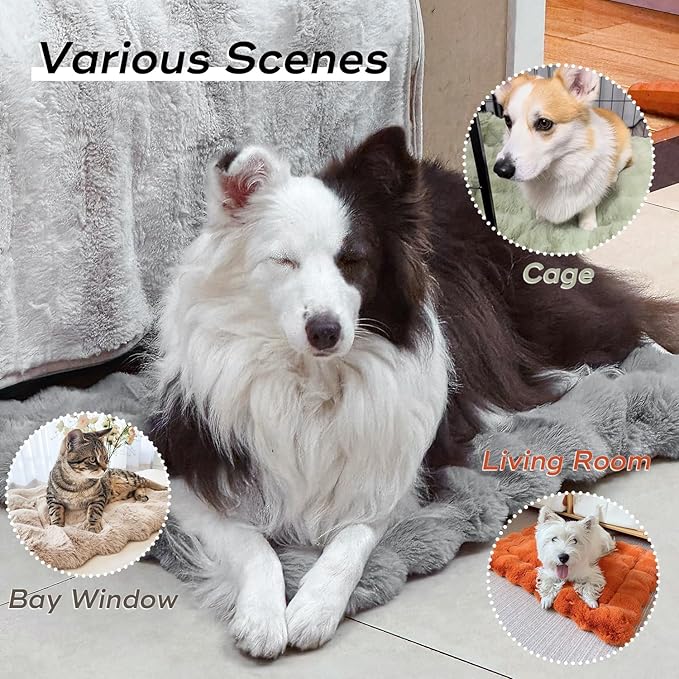 Plush Cat Beds for Indoor Cats Faux Fur Pet Mat with Non-Slip Bottom Cozy Kitten Bed for Carriers/Couch/Floor/Dog & Puppy Friendly 23 x 15 Inch Medium Coffee