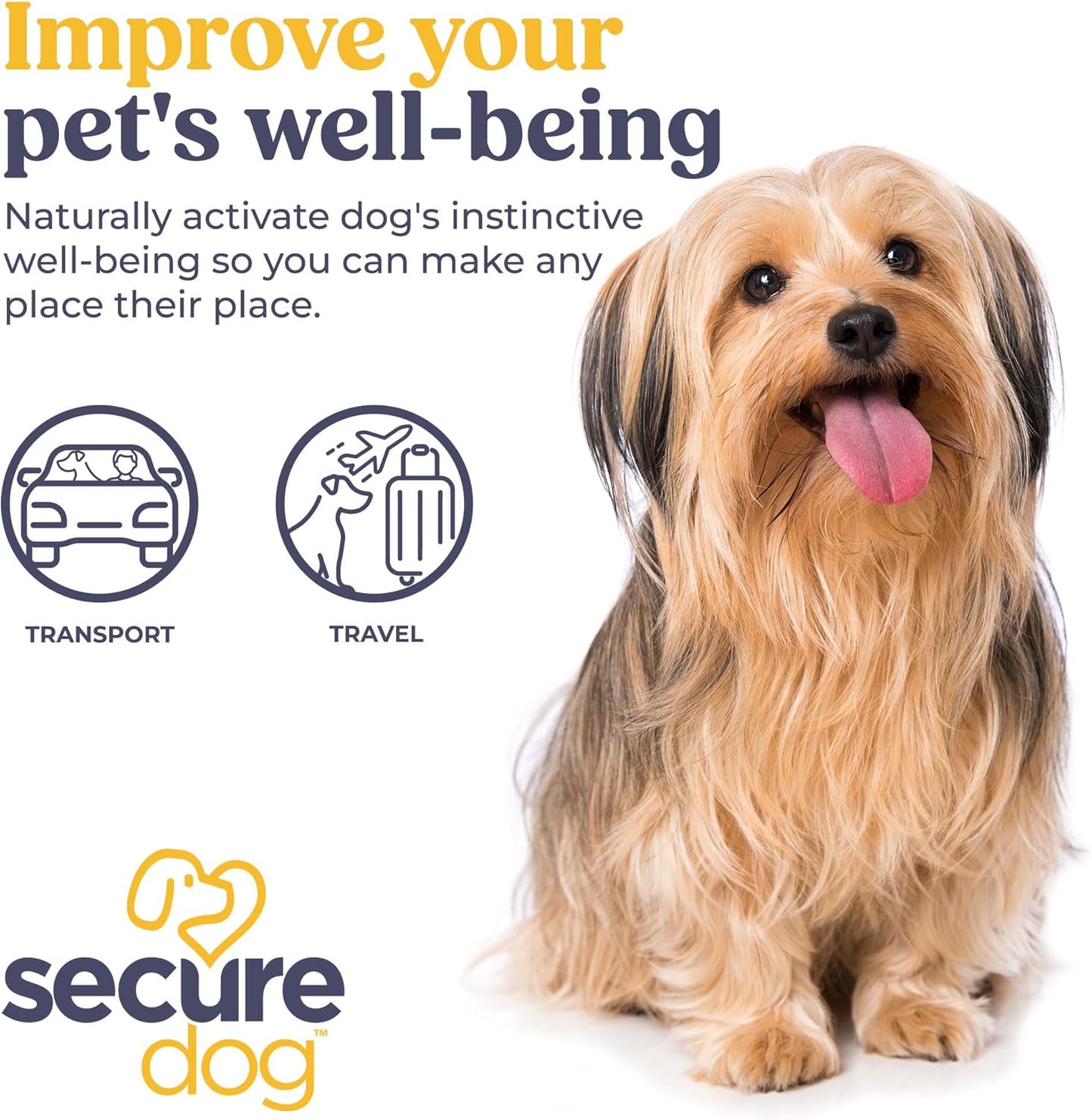 SecureDog Transport, Water Based Calming Travel Spray, Naturally Supports Calm and Wellbeing Helping Relieve Any Feeling of Anxiety or Stress