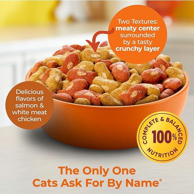 Meow Mix Tender Centers Dry Cat Food, Salmon & Chicken, 14.2 Pound, Crunchy Outside Meaty Inside