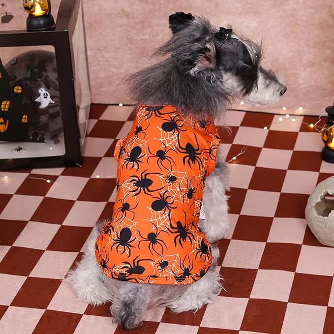 CuteBone Halloween Dog Shirts 2-Pack Soft Pet Clothes Breathable Summer Vest for Small Puppy and Stretchy Cat Apparel 2BX22M