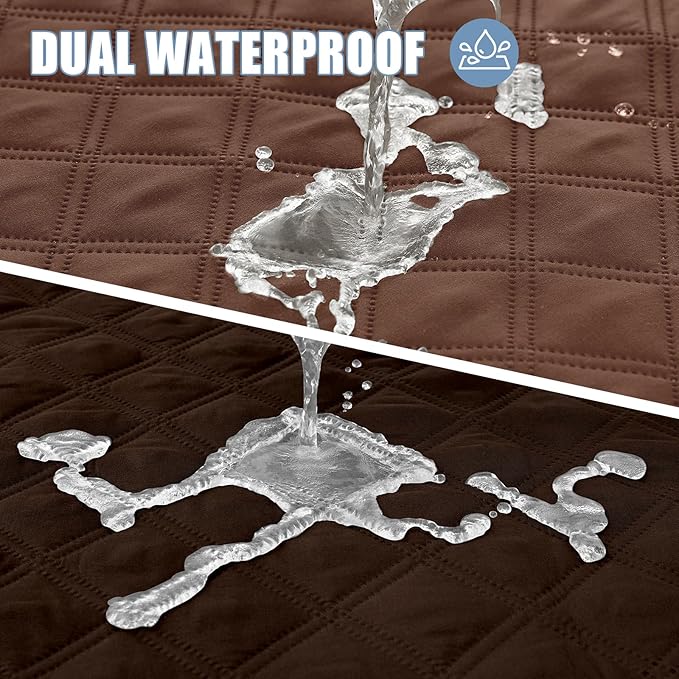 Smiry Waterproof Dog Bed Cover Pet Blanket, Soft Washable Dog Blanket for Furniture Bed Couch Sofa Reversible, Checkered (82"x102", Brown/Chocolate)