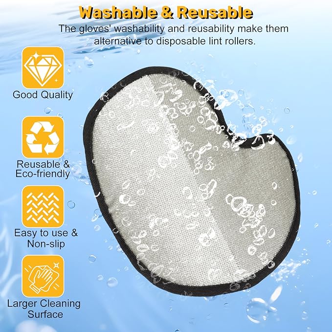 2Pcs Pet Hair Removal Gloves, Reusable Electrostatic Gloves Brush for Dogs Cats Hair Removal Grooming, Pet Hair Remover Tool for Furniture, Clothing, Couch, Carpet, Car Seats
